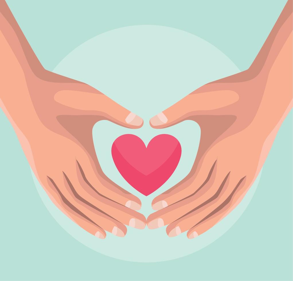 solidarity hands protecting heart vector