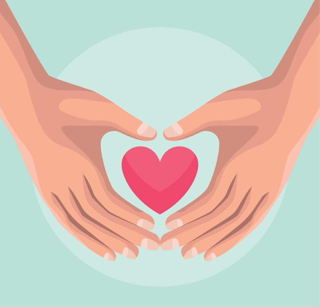 solidarity hands protecting heart vector