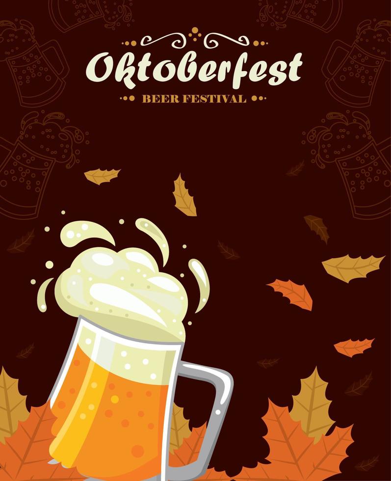 oktoberfest lettering card vector