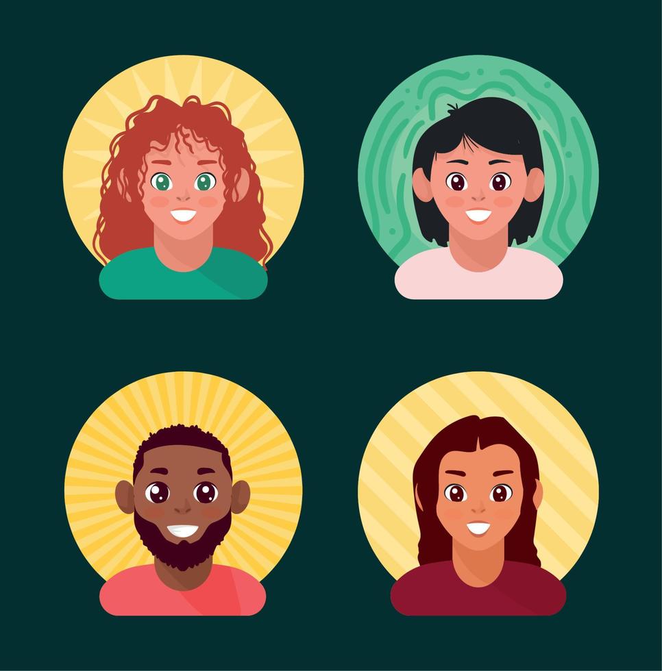 four prophiles pictures icons vector