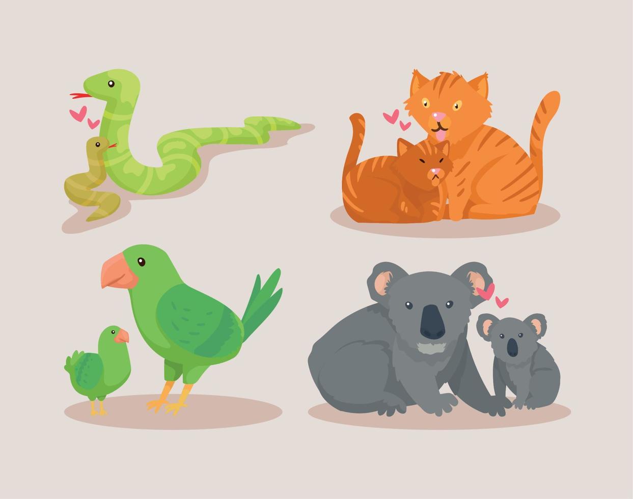 four animals families vector