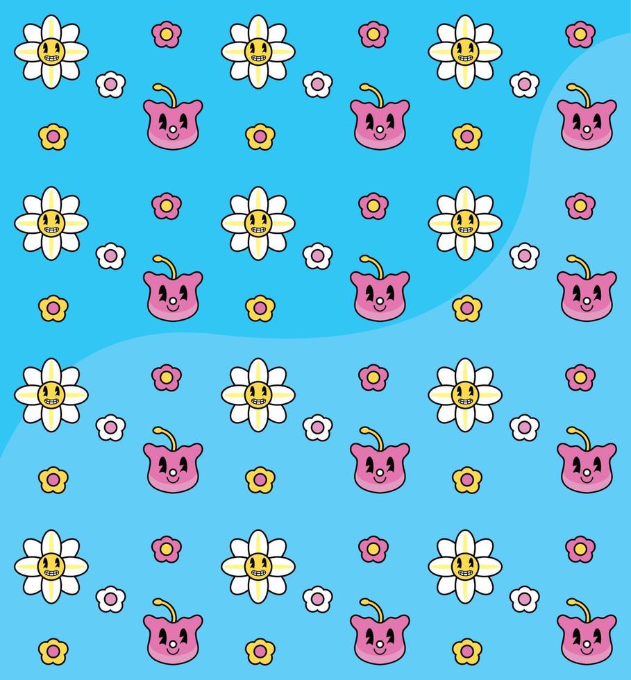 flowers and cartoon faces vector
