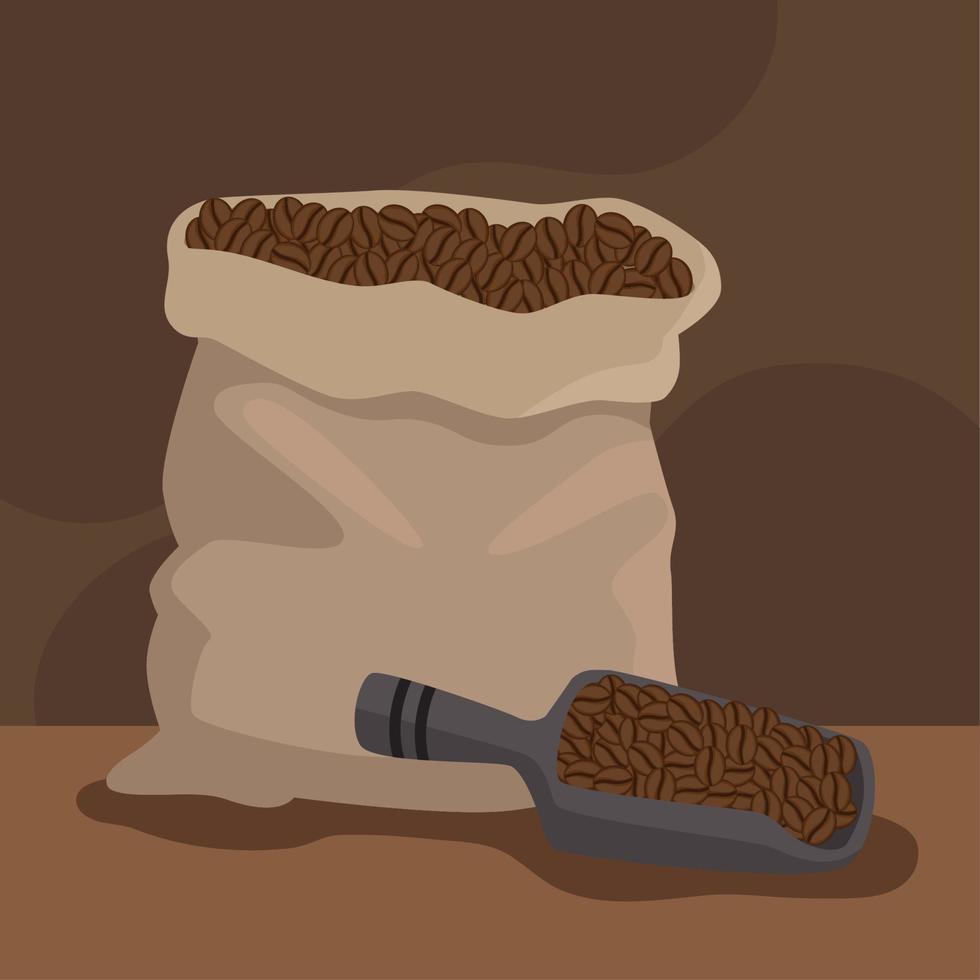 coffee sack and shovel vector