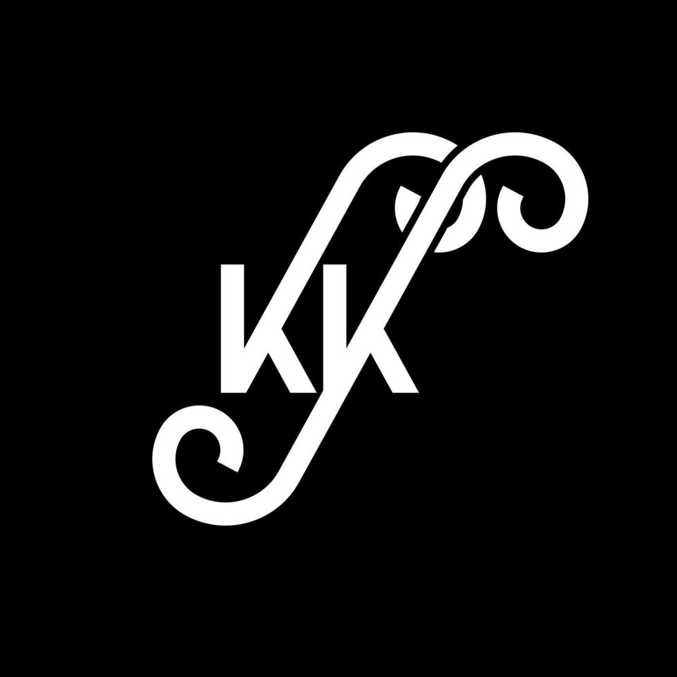 KK letter logo design on black background. KK creative initials letter logo concept. kk letter design. KK white letter design on black background. K K, k k logo vector