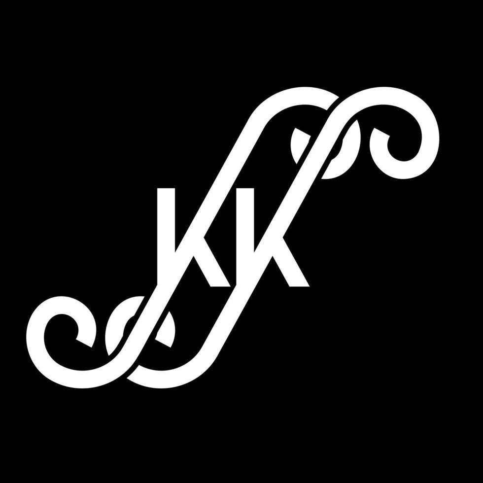 KK letter logo design on black background. KK creative initials letter logo concept. kk letter design. KK white letter design on black background. K K, k k logo vector