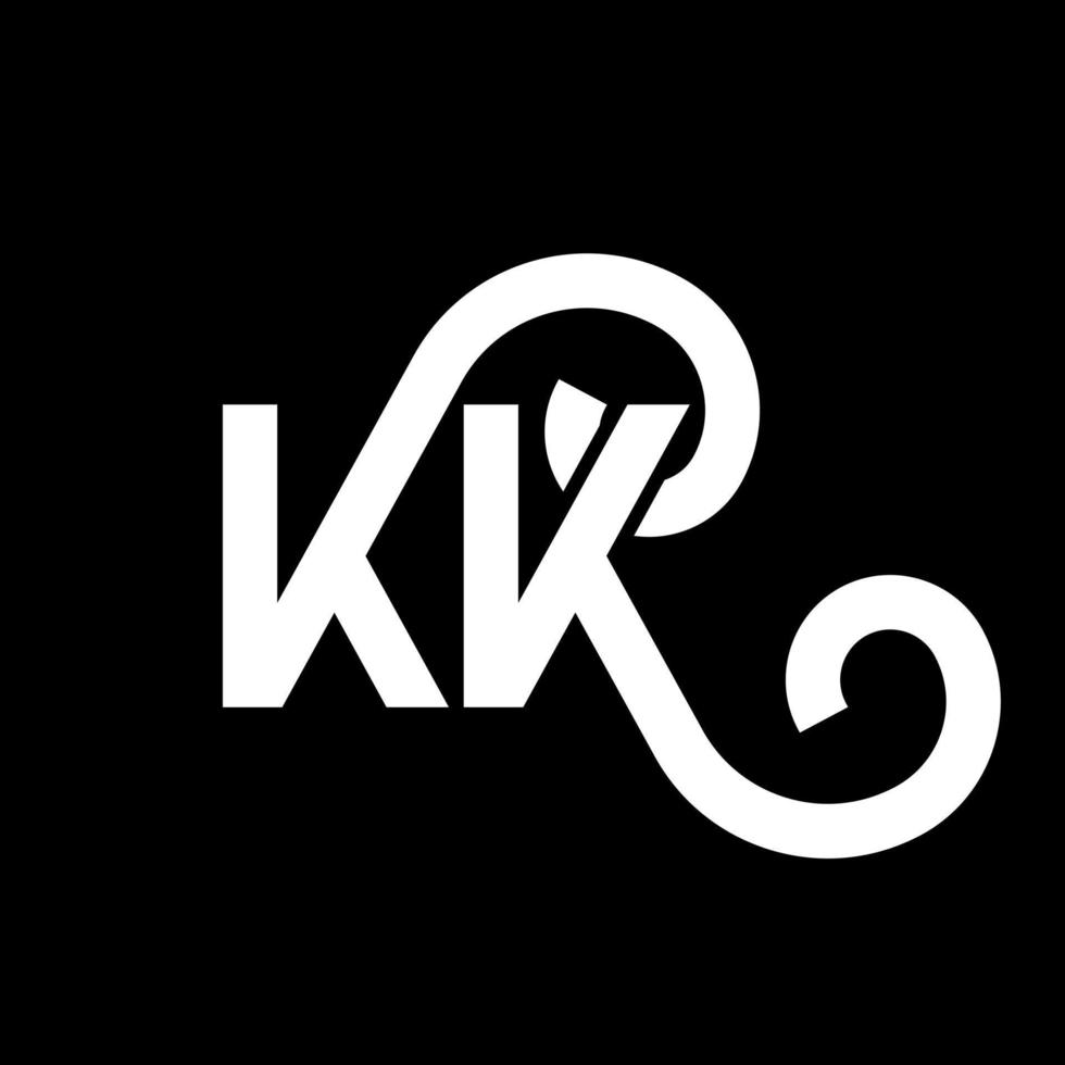 KK letter logo design on black background. KK creative initials letter logo concept. kk letter design. KK white letter design on black background. K K, k k logo vector