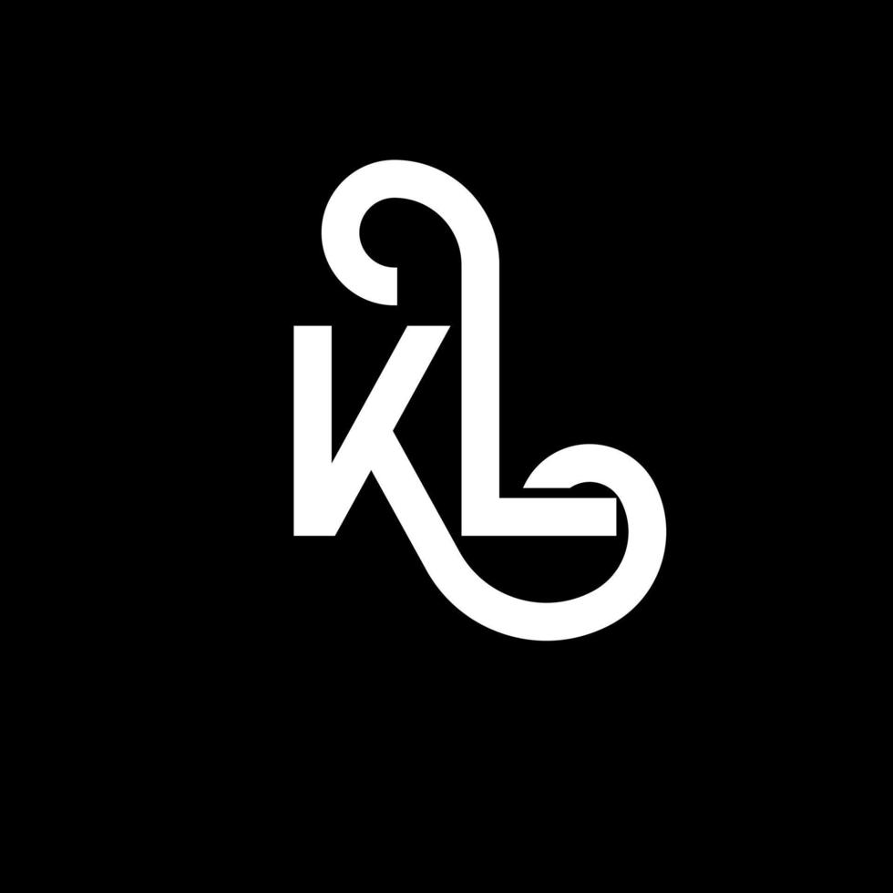 diseño de logotipo de letra kl sobre fondo negro. concepto de logotipo de letra de iniciales creativas kl. diseño de letra kl. kl diseño de letras blancas sobre fondo negro. logotipo de kl, kl vector