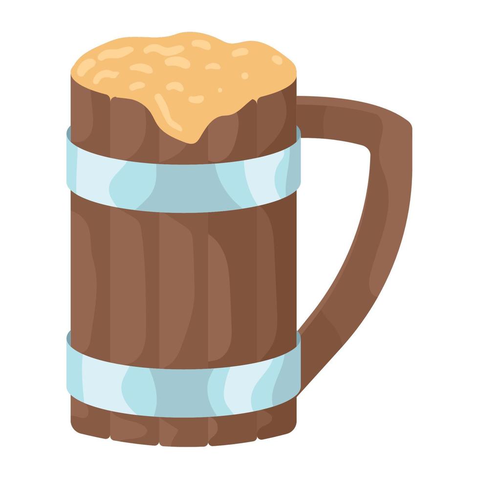 wooden beer jar vector