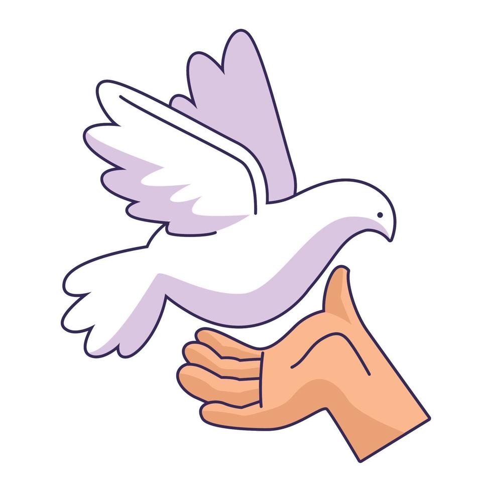 hand lifting dove peace vector