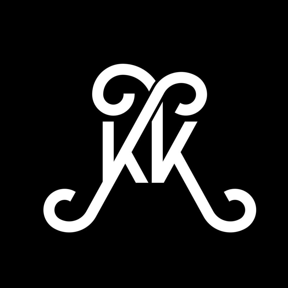 KK letter logo design on black background. KK creative initials letter logo concept. kk letter design. KK white letter design on black background. K K, k k logo vector