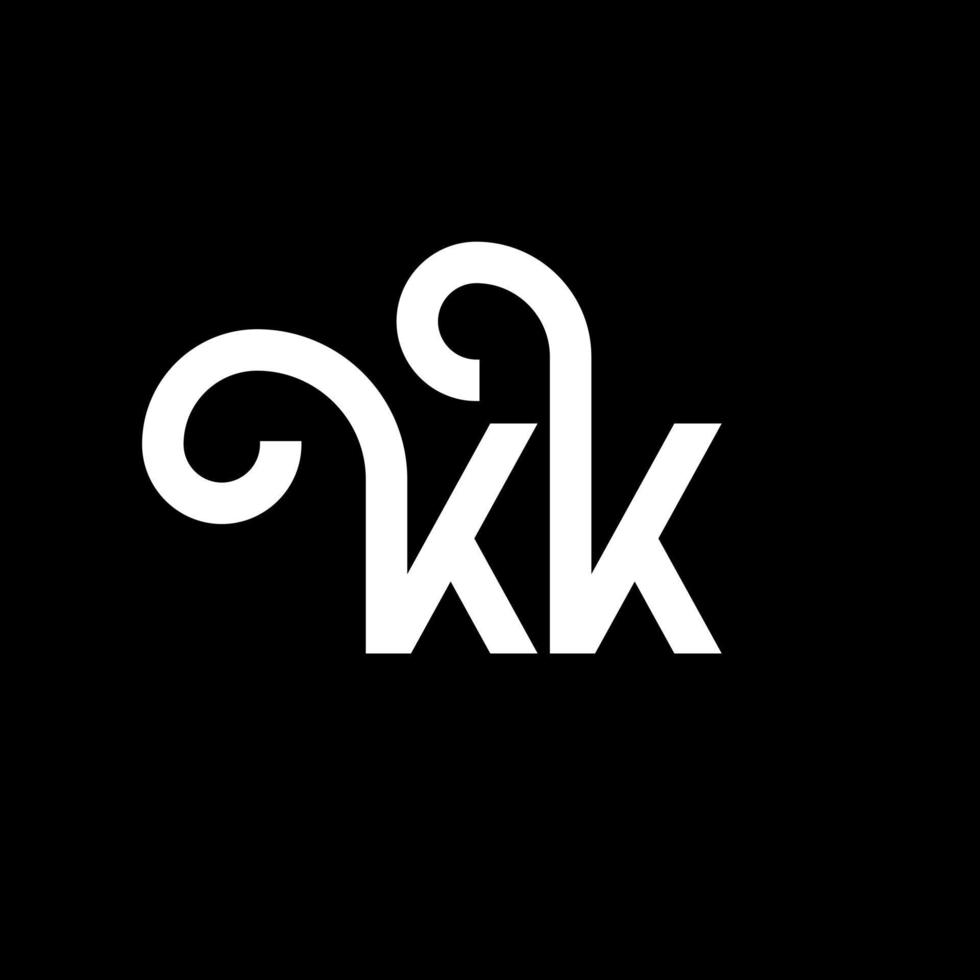 diseño del logotipo de la letra kk sobre fondo negro. concepto de logotipo de letra de iniciales creativas kk. diseño de letras kk. kk diseño de letras blancas sobre fondo negro. kk, logotipo de kk vector