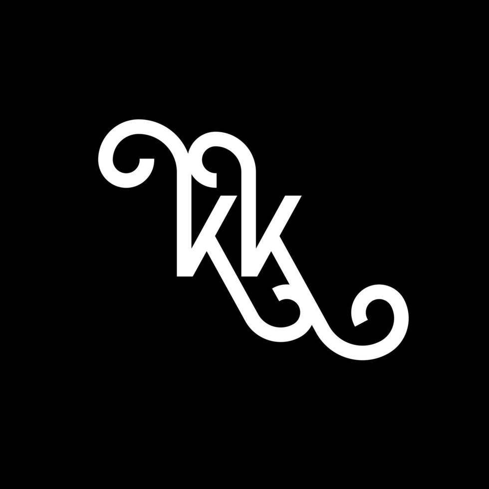 diseño del logotipo de la letra kk sobre fondo negro. concepto de logotipo de letra de iniciales creativas kk. diseño de letras kk. kk diseño de letras blancas sobre fondo negro. kk, logotipo de kk vector