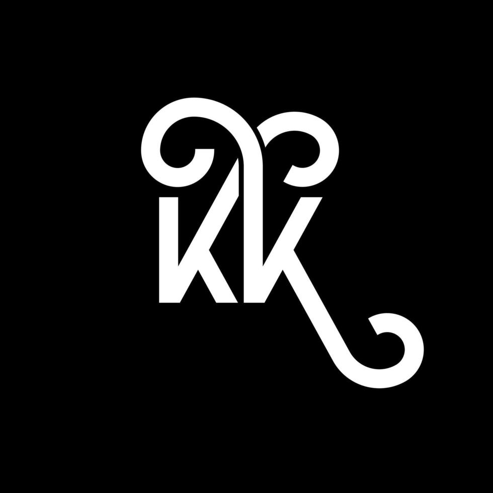 diseño del logotipo de la letra kk sobre fondo negro. concepto de logotipo de letra de iniciales creativas kk. diseño de letras kk. kk diseño de letras blancas sobre fondo negro. kk, logotipo de kk vector