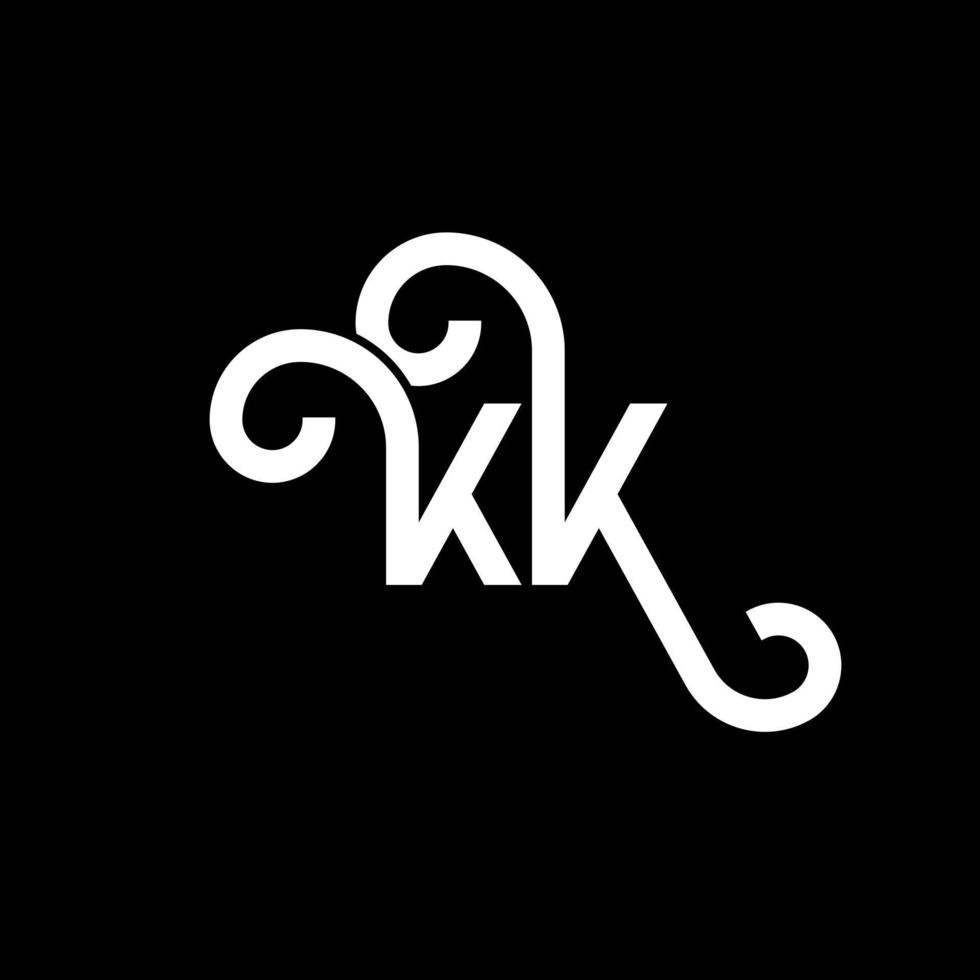 diseño del logotipo de la letra kk sobre fondo negro. concepto de logotipo de letra de iniciales creativas kk. diseño de letras kk. kk diseño de letras blancas sobre fondo negro. kk, logotipo de kk vector