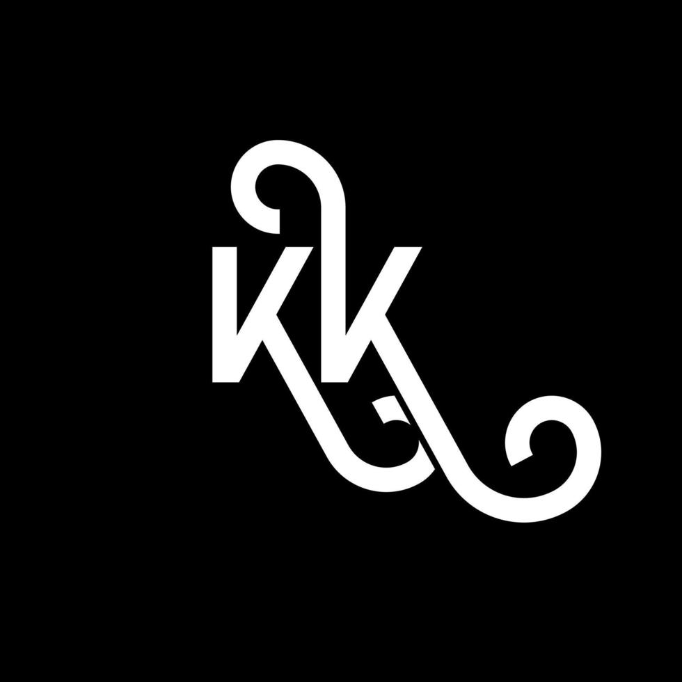 diseño del logotipo de la letra kk sobre fondo negro. concepto de logotipo de letra de iniciales creativas kk. diseño de letras kk. kk diseño de letras blancas sobre fondo negro. kk, logotipo de kk vector