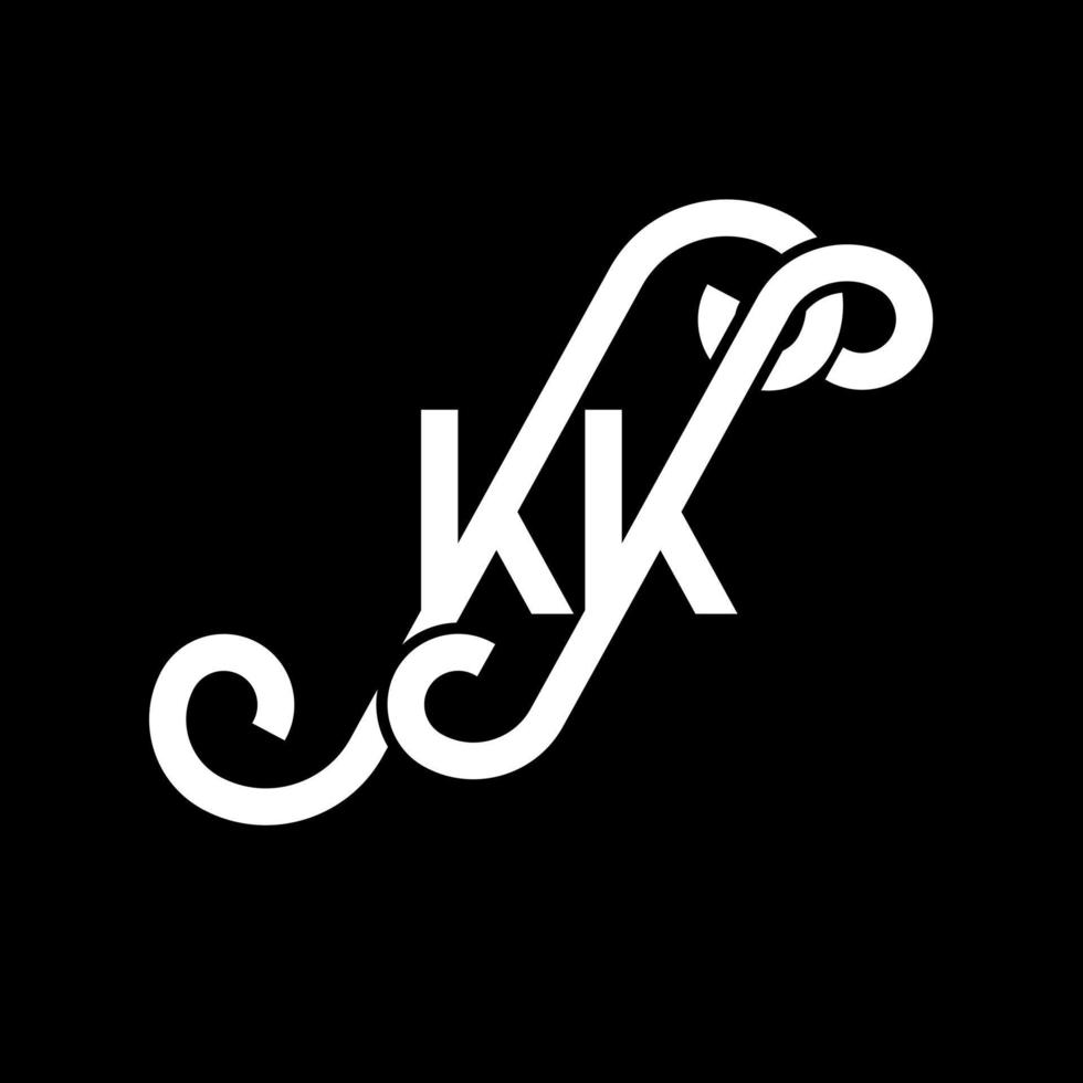 diseño del logotipo de la letra kk sobre fondo negro. concepto de logotipo de letra de iniciales creativas kk. diseño de letras kk. kk diseño de letras blancas sobre fondo negro. kk, logotipo de kk vector