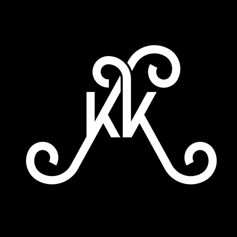 diseño del logotipo de la letra kk sobre fondo negro. concepto de logotipo de letra de iniciales creativas kk. diseño de letras kk. kk diseño de letras blancas sobre fondo negro. kk, logotipo de kk vector