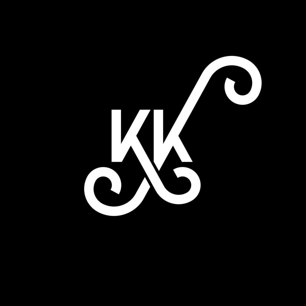 KK letter logo design on black background. KK creative initials letter logo concept. kk letter design. KK white letter design on black background. K K, k k logo vector