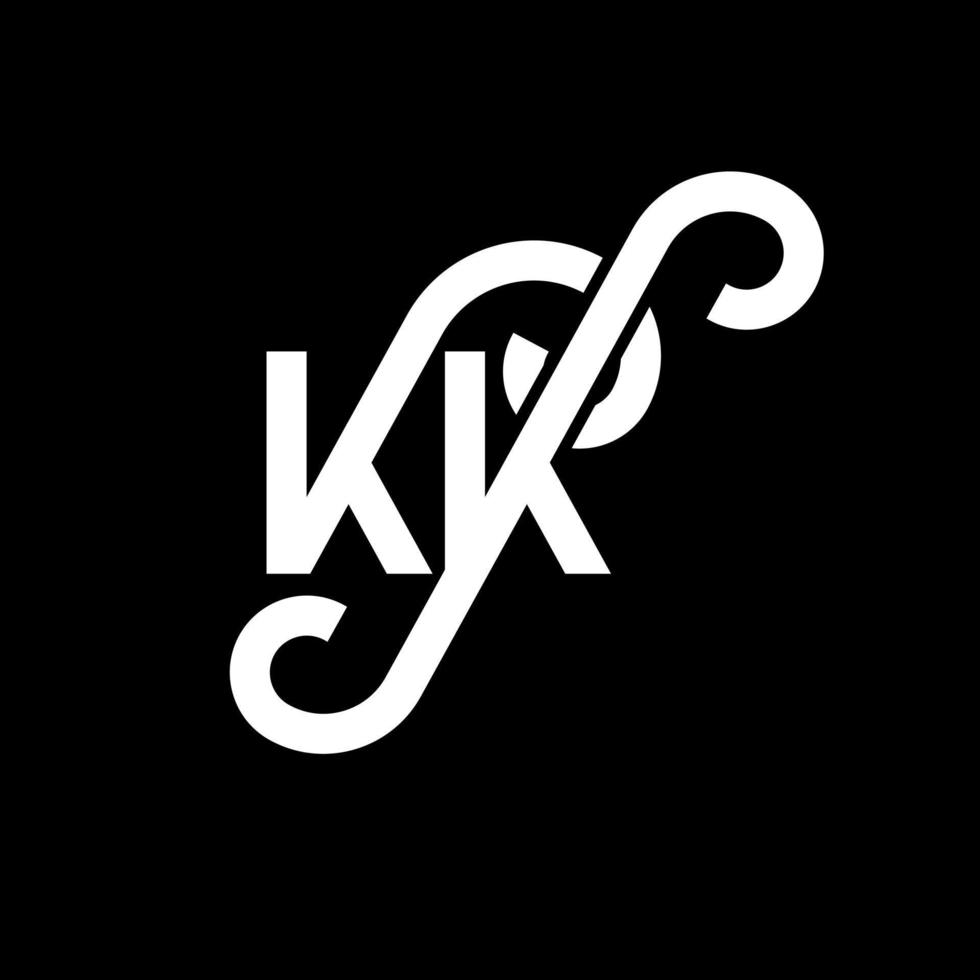 KK letter logo design on black background. KK creative initials letter logo concept. kk letter design. KK white letter design on black background. K K, k k logo vector