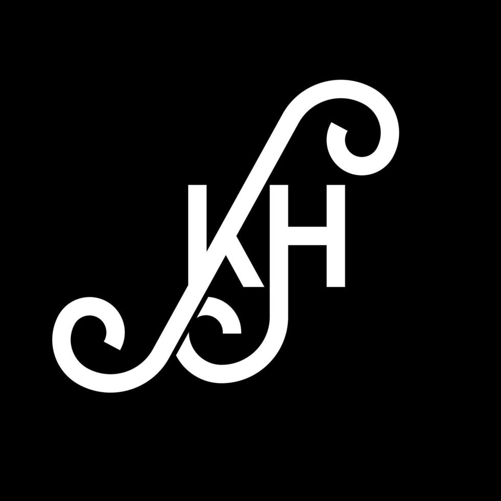 KH letter logo design on black background. KH creative initials letter logo concept. kh letter design. KH white letter design on black background. K H, k h logo vector