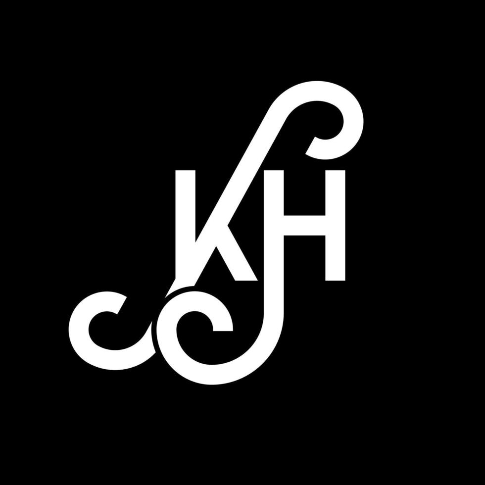 KH letter logo design on black background. KH creative initials letter logo concept. kh letter design. KH white letter design on black background. K H, k h logo vector