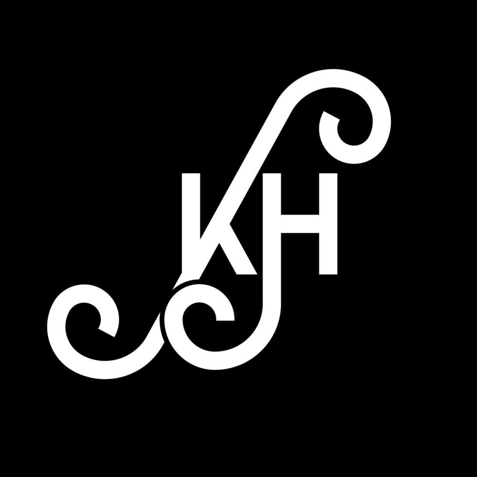 KH letter logo design on black background. KH creative initials letter logo concept. kh letter design. KH white letter design on black background. K H, k h logo vector