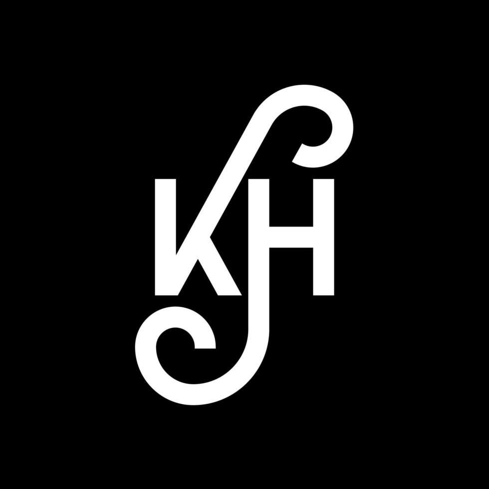 KH letter logo design on black background. KH creative initials letter logo concept. kh letter design. KH white letter design on black background. K H, k h logo vector