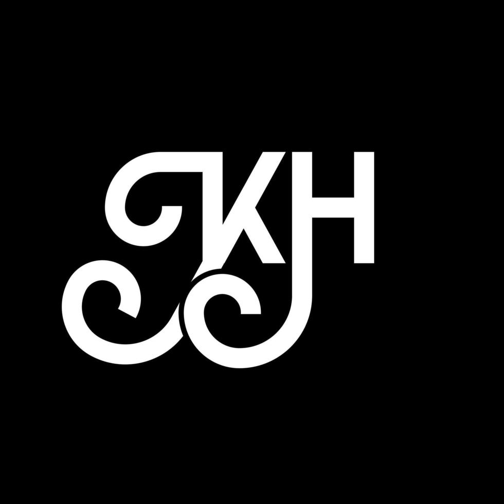 KH letter logo design on black background. KH creative initials letter logo concept. kh letter design. KH white letter design on black background. K H, k h logo vector