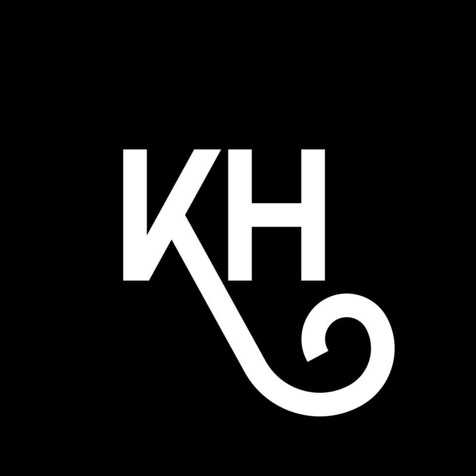 KH letter logo design on black background. KH creative initials letter logo concept. kh letter design. KH white letter design on black background. K H, k h logo vector