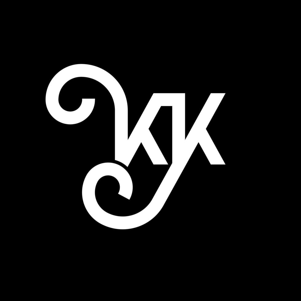 diseño del logotipo de la letra kk sobre fondo negro. concepto de logotipo de letra de iniciales creativas kk. diseño de letras kk. kk diseño de letras blancas sobre fondo negro. kk, logotipo de kk vector