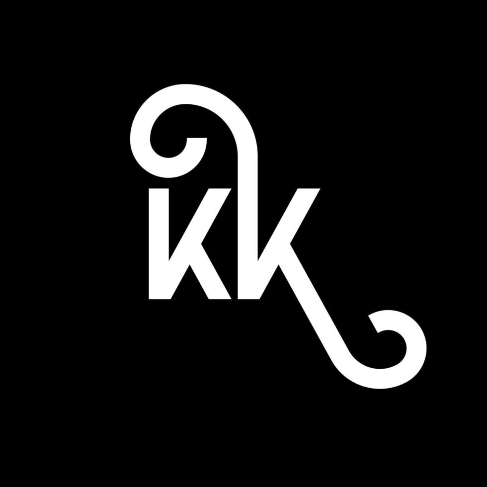 diseño del logotipo de la letra kk sobre fondo negro. concepto de logotipo de letra de iniciales creativas kk. diseño de letras kk. kk diseño de letras blancas sobre fondo negro. kk, logotipo de kk vector