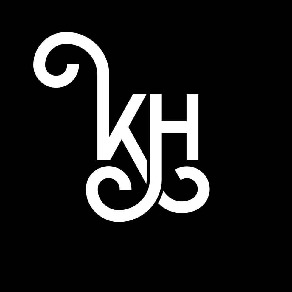 KH letter logo design on black background. KH creative initials letter logo concept. kh letter design. KH white letter design on black background. K H, k h logo vector