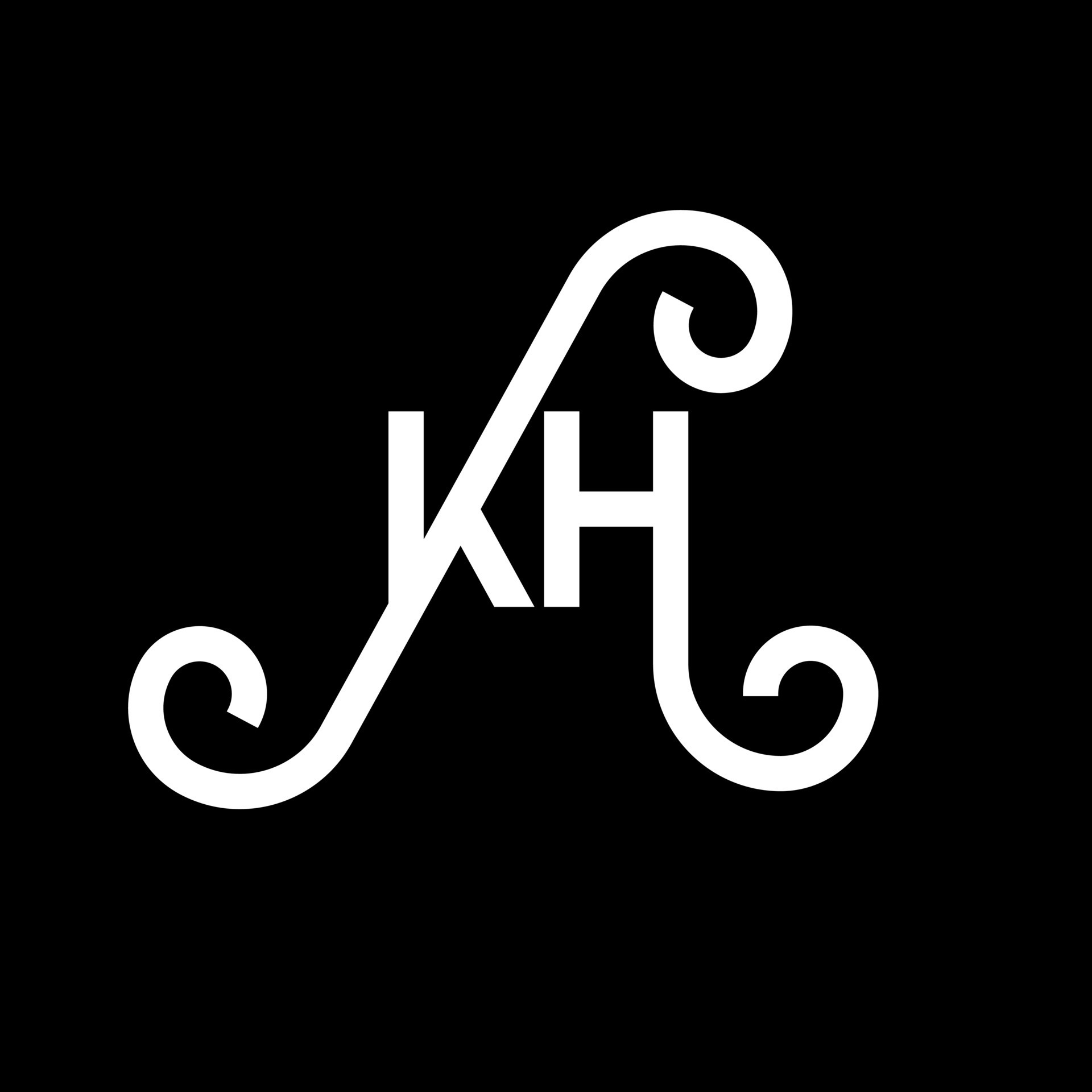 diseño del logotipo de la letra kh sobre fondo negro. concepto de