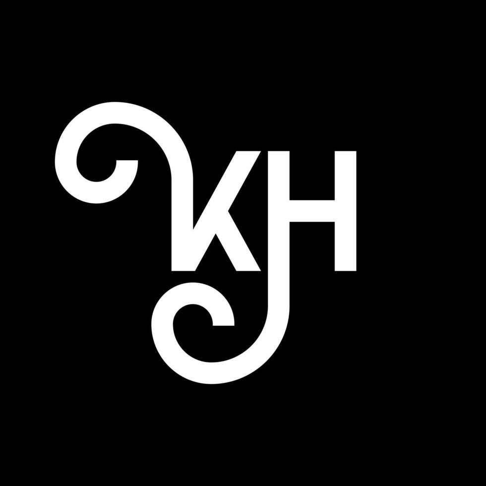 KH letter logo design on black background. KH creative initials letter logo concept. kh letter design. KH white letter design on black background. K H, k h logo vector