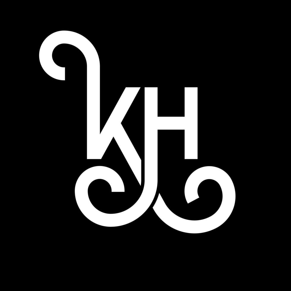 KH letter logo design on black background. KH creative initials letter logo concept. kh letter design. KH white letter design on black background. K H, k h logo vector