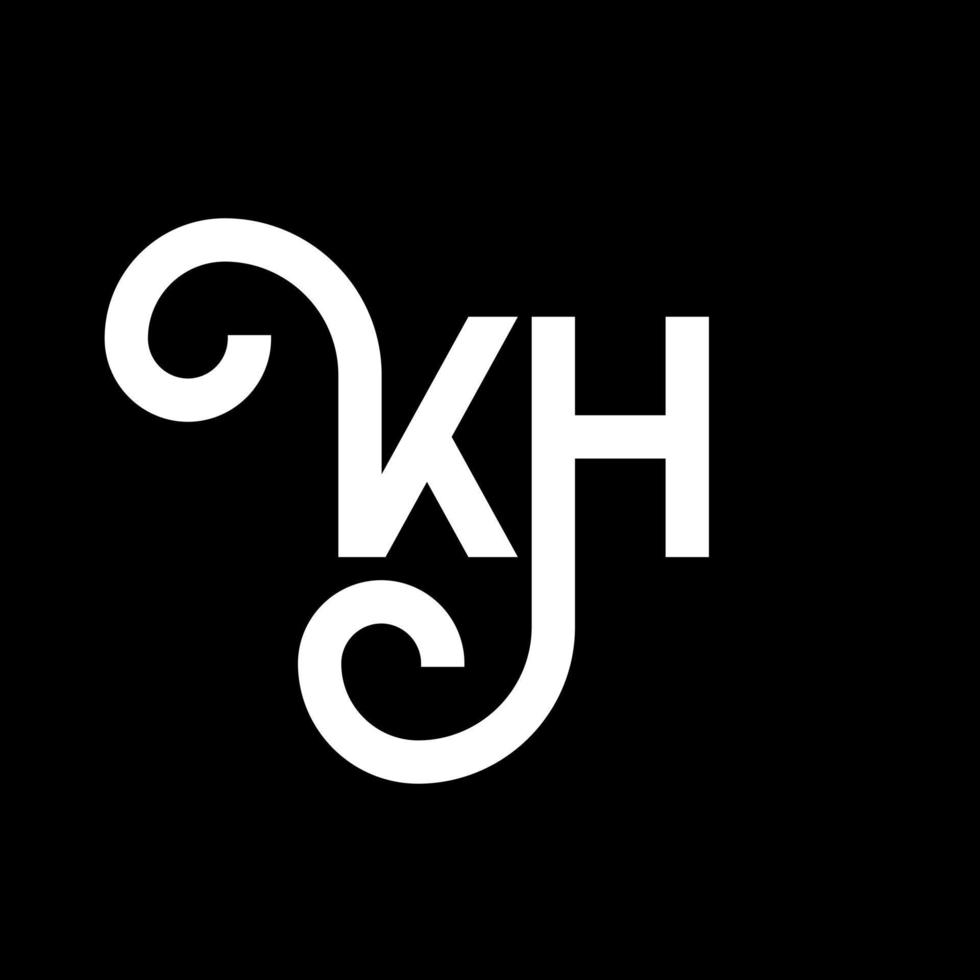 KH letter logo design on black background. KH creative initials letter logo concept. kh letter design. KH white letter design on black background. K H, k h logo vector