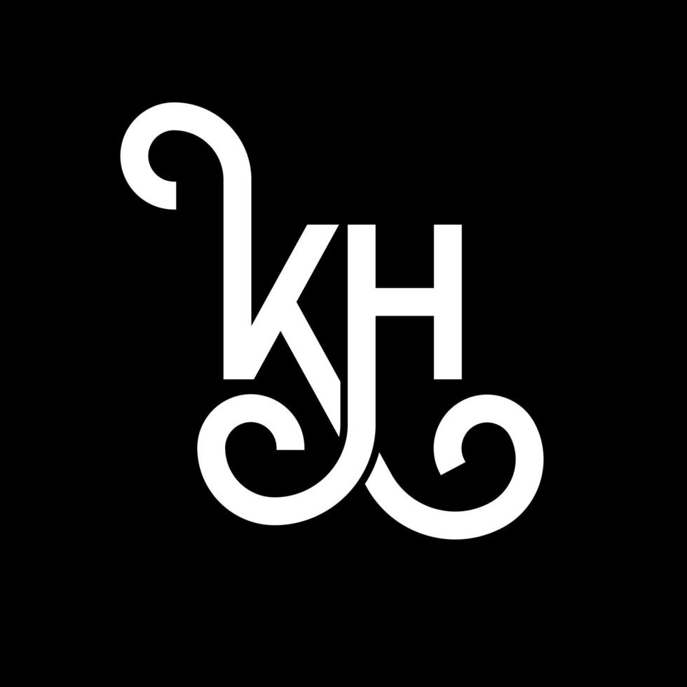 KH letter logo design on black background. KH creative initials letter logo concept. kh letter design. KH white letter design on black background. K H, k h logo vector