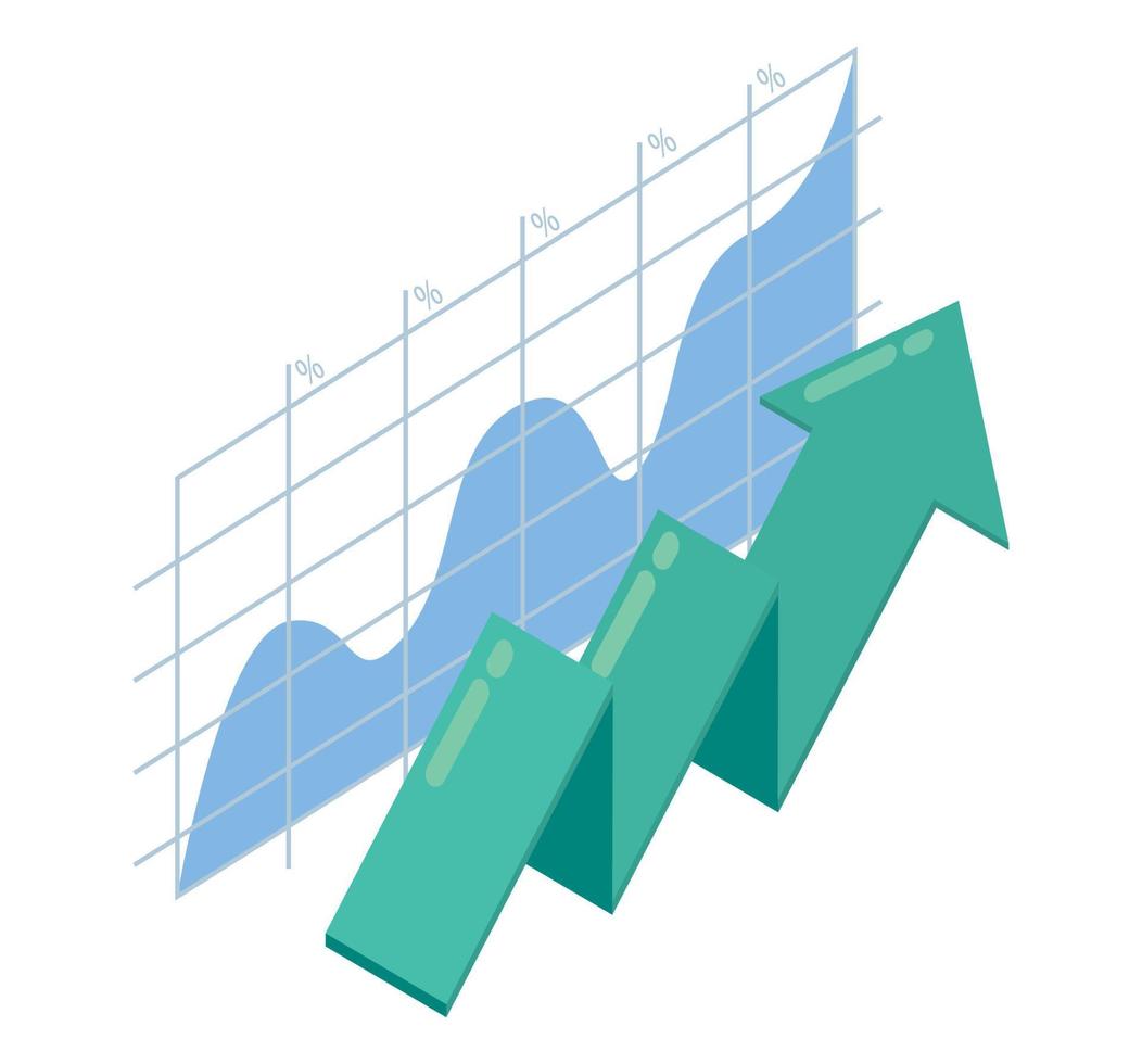 statistics arrow isometric vector