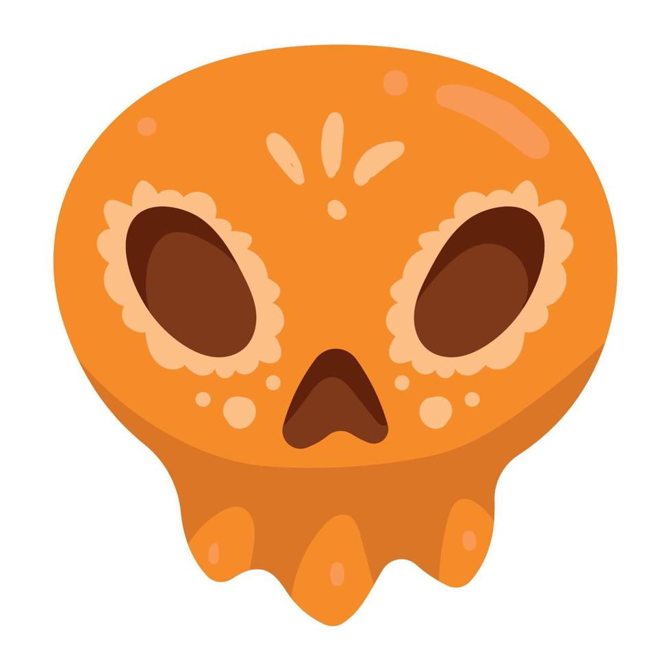 cabeza de calavera mexicana amarilla vector