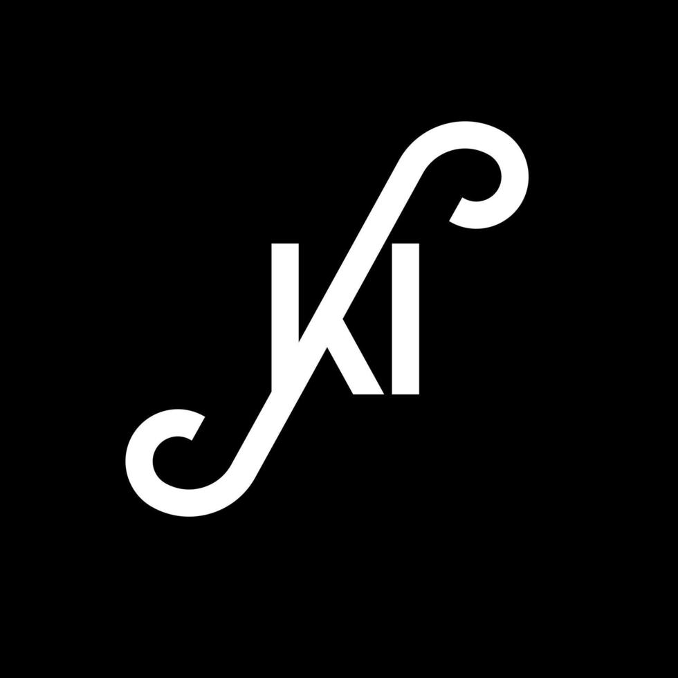 diseño del logotipo de la letra ki sobre fondo negro. ki concepto creativo del logotipo de la letra inicial. diseño de letras ki. ki diseño de letras blancas sobre fondo negro. logotipo de ki, ki vector
