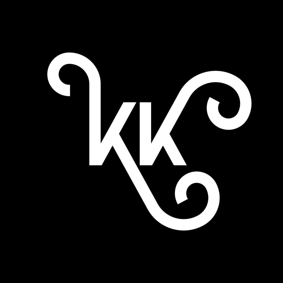 diseño del logotipo de la letra kk sobre fondo negro. concepto de logotipo de letra de iniciales creativas kk. diseño de letras kk. kk diseño de letras blancas sobre fondo negro. kk, logotipo de kk vector