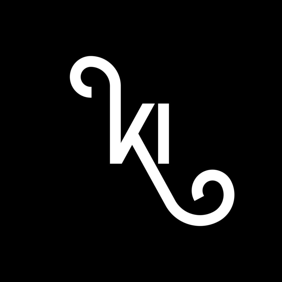 diseño del logotipo de la letra ki sobre fondo negro. ki concepto creativo del logotipo de la letra inicial. diseño de letras ki. ki diseño de letras blancas sobre fondo negro. logotipo de ki, ki vector