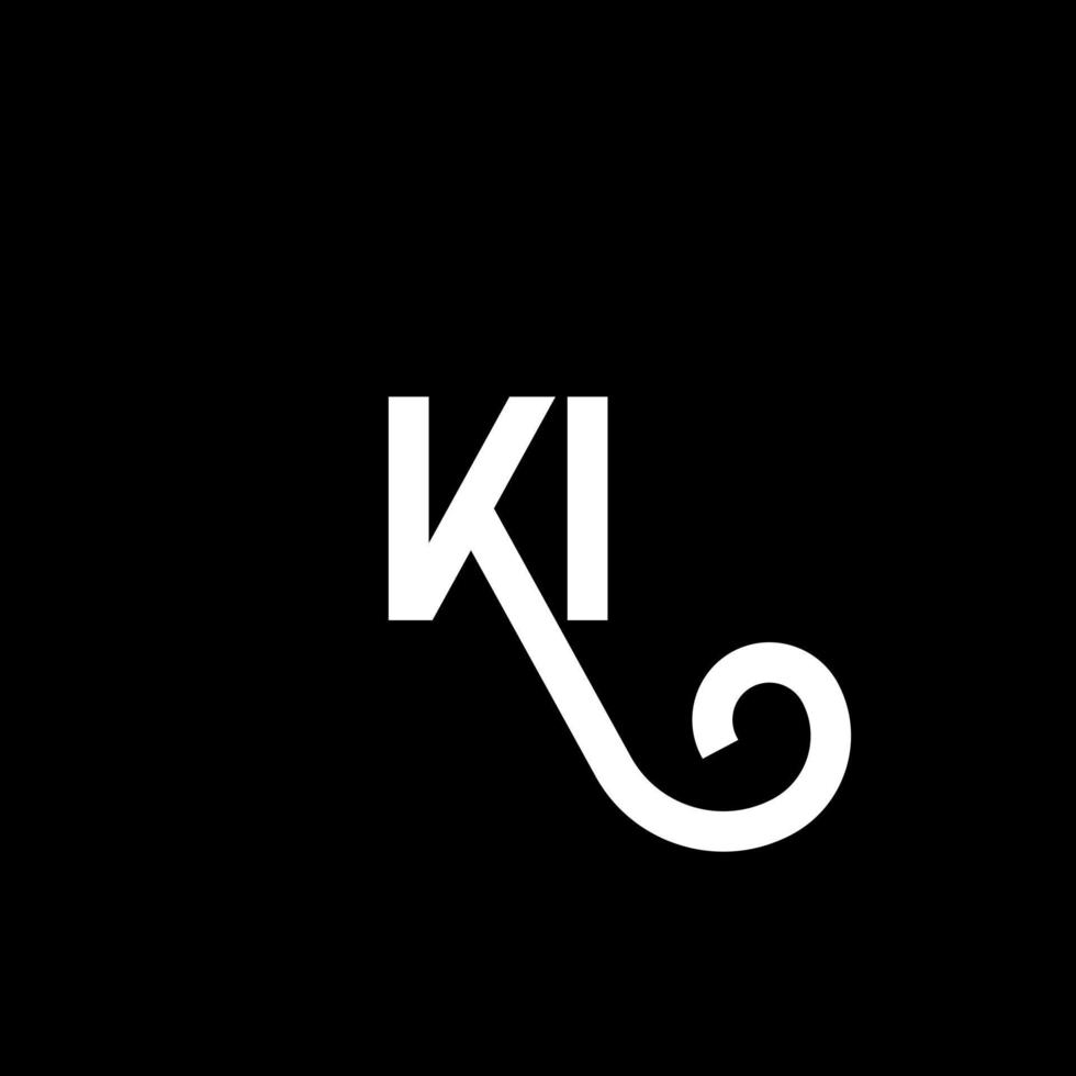 diseño del logotipo de la letra ki sobre fondo negro. ki concepto creativo del logotipo de la letra inicial. diseño de letras ki. ki diseño de letras blancas sobre fondo negro. logotipo de ki, ki vector