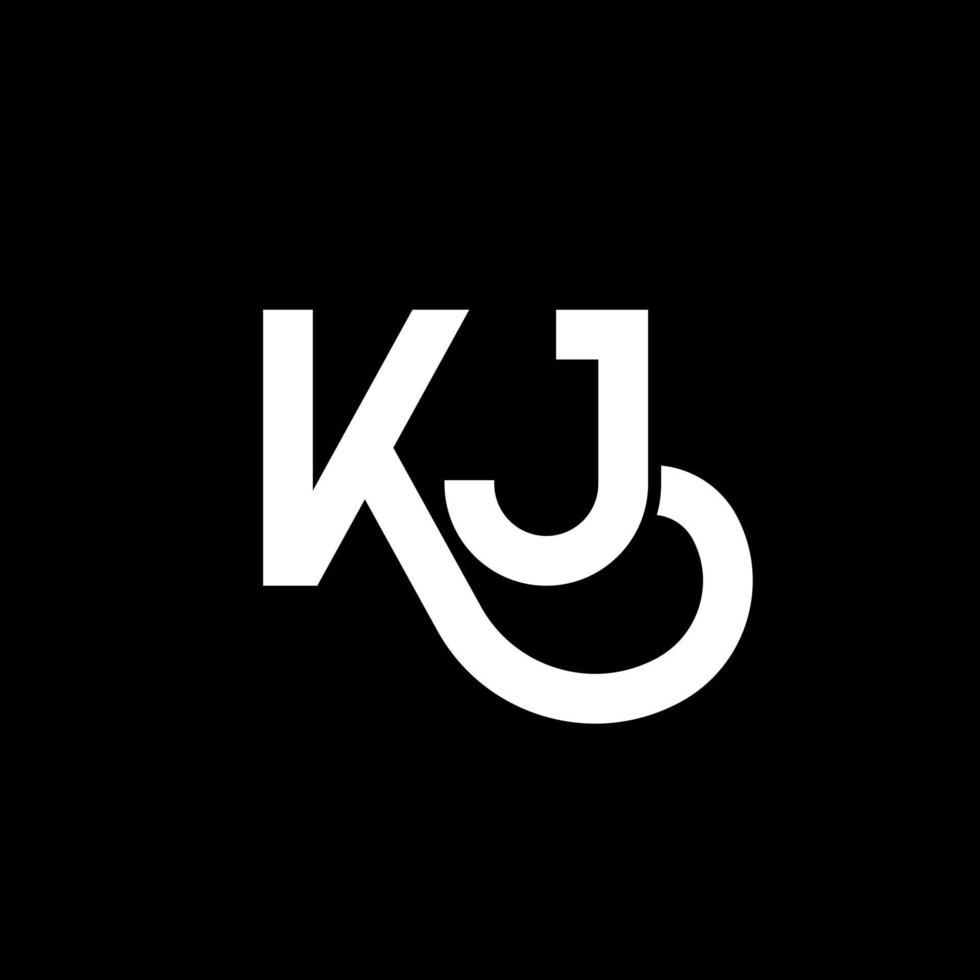 KJ letter logo design on black background. KJ creative initials letter logo concept. kj letter design. KJ white letter design on black background. K J, k j logo vector