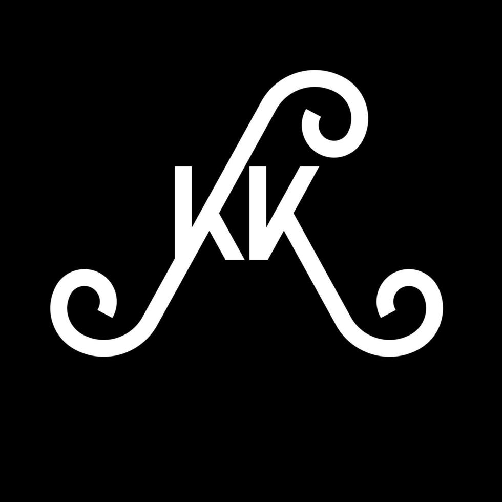 KK letter logo design on black background. KK creative initials letter logo concept. kk letter design. KK white letter design on black background. K K, k k logo vector