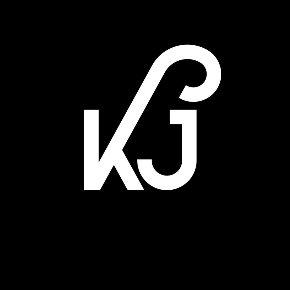 diseño de logotipo de letra kj sobre fondo negro. concepto de logotipo de letra de iniciales creativas kj. diseño de letras kj. kj diseño de letras blancas sobre fondo negro. kj, logotipo de kj vector