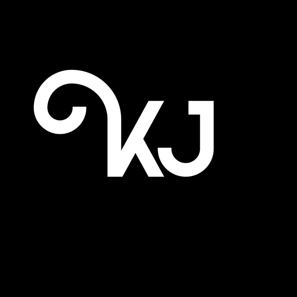 KJ letter logo design on black background. KJ creative initials letter logo concept. kj letter design. KJ white letter design on black background. K J, k j logo vector