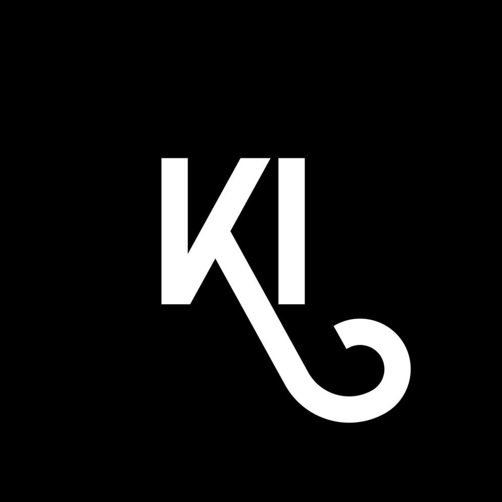 diseño del logotipo de la letra ki sobre fondo negro. ki concepto creativo del logotipo de la letra inicial. diseño de letras ki. ki diseño de letras blancas sobre fondo negro. logotipo de ki, ki vector