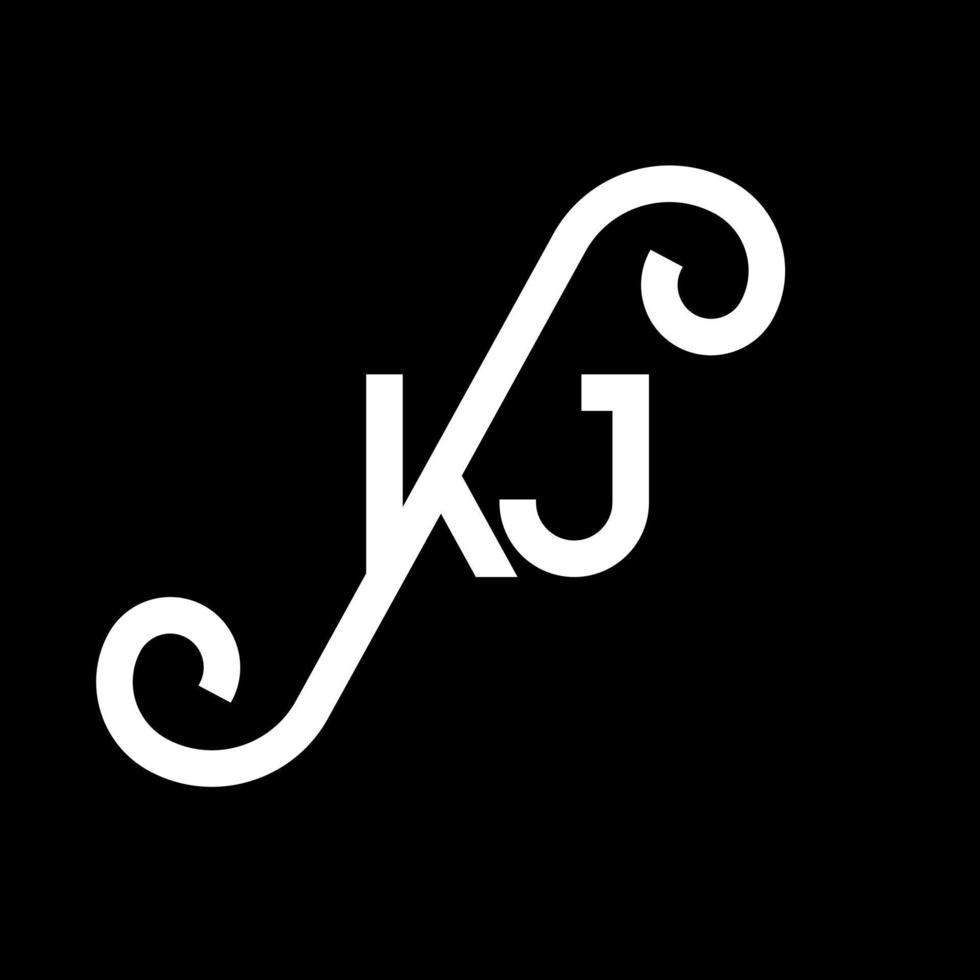 diseño de logotipo de letra kj sobre fondo negro. concepto de logotipo de letra de iniciales creativas kj. diseño de letras kj. kj diseño de letras blancas sobre fondo negro. kj, logotipo de kj vector