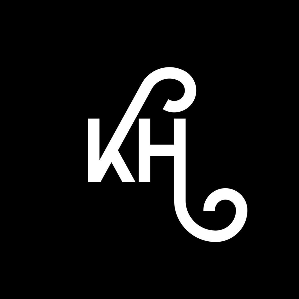KH letter logo design on black background. KH creative initials letter logo concept. kh letter design. KH white letter design on black background. K H, k h logo vector